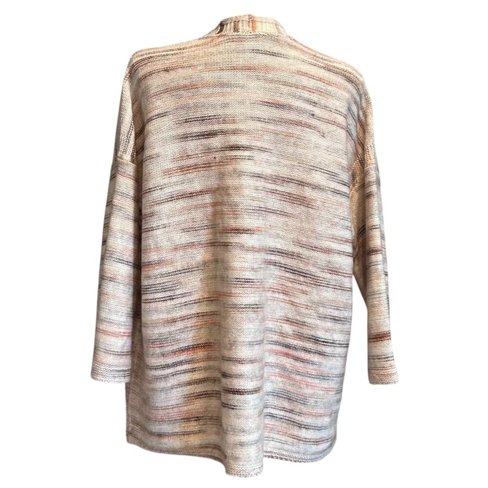 PureJill Cream Stipe Cardigan Womens Sz Small Cotton Blend Sweater One Button - Picture 2 of 16